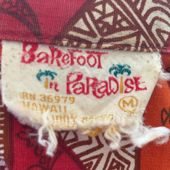 Barefoot In Paradise Vintage 70s Aloha Hawaiian Shirt Medium - Picture 5 of 12